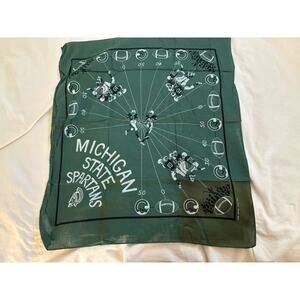 Vintage Fast Color Hanky Handkerchief MICHIGAN State Spartans Football Design